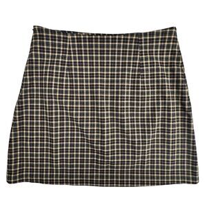 VTG American Eagle Plaid Mini Skirt Sz 8 Brown Navy Academia School Girl Preppy
